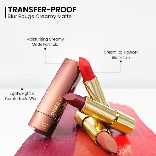 Image of INSIGHT Cosmetics Blur Rouge Lipstick - Long Lasting | Matte Finish | Non-Transfer | Lightweight & Non-Sticky | One-Swipe Pigment (Million Mood) - 4.2g