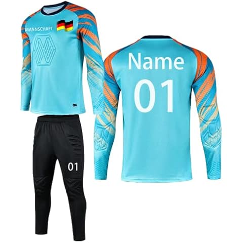 Benutzerdefiniert Torwart Trikots für Erwachsene/Kinder Torwarttrikot Set mit Name Team Logo Cover