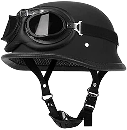 Demi-Casque De Moto Homologué Allemand Rétro Casque Ouvert Avec Lunettes De Pilote, Casque De Moto Cyclomoteur Rétro De Collision De Scooter Certifié DOT B,S Cover