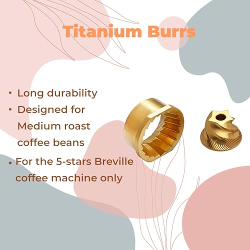 Image of Conical Grinder Upper Lower Burr Compatible with Breville Sage Barista Espresso Coffee Machines 870 /878 /880 /860 /840 /810 /450 /500-5 star (Titanium Gold)