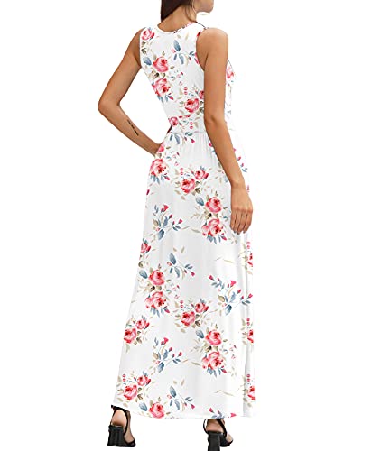 Image of LILBETTER Women Sleeveless Deep V Neck Loose Plain Long Maxi Casual Dress