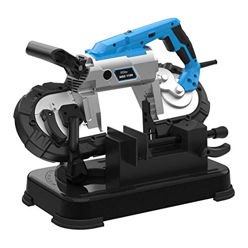 GÜDE 40553 MBS 1100 Metallbandsäge | Metallsäge | 1100 Watt Leistung | 100 mm Schnittleistung | Inkl. Arbeitstisch, LED-Arbeitslicht und Ersatzsägeband