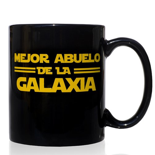 VOODOO ISLAND Taza mug Desayuno de cerámica Negra 32 cl. Modelo Mejor Abuelo de la Galaxia.
