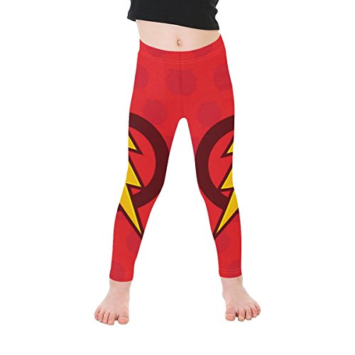 Unique Debora Custom Kid's Ankle Length Leggings Skinny Pants with Vector Flash. Symbol of Speed. Super Hero Sign