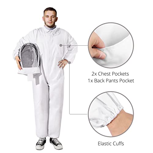 Flexzion Ganzkörper-Imkeranzug, Imkerbekleidung Overall Jacke Outfit Ausrüstung Bienenhaltungszubehör mit schützender… – Bild 3