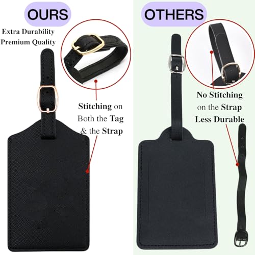Luggage Tag PU Leather for Suitcase Baggage Handbag Travel Bag Label Suitcase Tag Label Tag w. Name Card & Privacy Cover (M)4