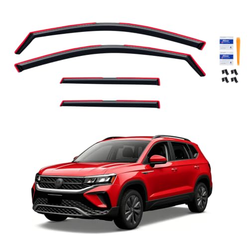 Image of in-Channel Rain Guards for Volkswagen(VW) Taos 2022-2026, Window Visor Shields Vent Deflector Shade Wind Dark Smoke 2023 2024 2025 22 23 24 25 26, Tape-On Inside-Mount, 4PCS