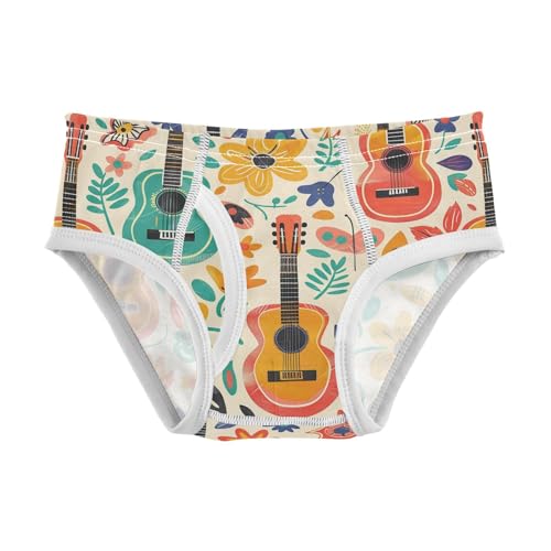 visesunny Boys Cotton Underwear Cartoon Hand Drawn Guitar Flower Printed Toddler Soft Training Briefs Size 2T-8Y for Kids
