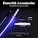 RENGENG Light Up Giyu Sword, 40 Inches Rechargeable Plastic Anime Replica with Belt & Stand, Original Texture Anime Sword