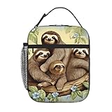 DJUETRUI Isolierte Lunchtasche für Damen und Herren, wiederverwendbare Lunchtasche, Lunchbox mit Faultier, Familien-Lunchtasche für Arbeit, Picknick