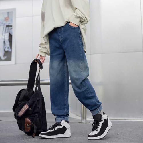 Boys Casual Denim Trousers Elastic Waist Pants with Pockets for Active Kids Stylish Everyday Wear3