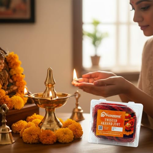 Image of Twisted Cotton Wicks for Akhand Jyot - Pack of 12 | Long Jyoti Diya Batti for Pooja, Aarti, Mandir, Temple & Home Worship | Oil Lamp Deepak Cotton Wicks | Red Colour