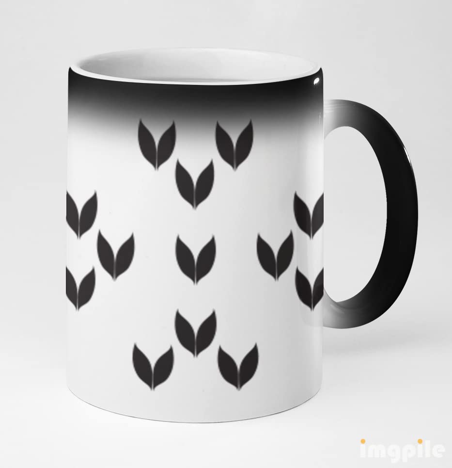 325ml Black & White Magic Mug | Geometric Design Coffee Mug | Heat Reveal Tea Cup | Ceramic Color Changing Mug | Surprise Gift