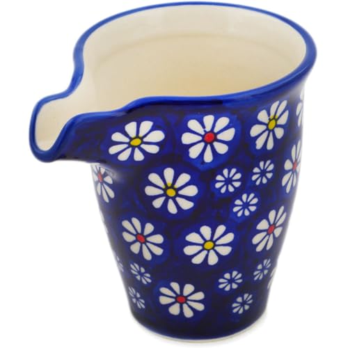 Authentic Polish Pottery Creamer Signature UNIKAT in Daisy Jazz Design Handmade in Boles?awiec Poland + Certificate of Authenticity