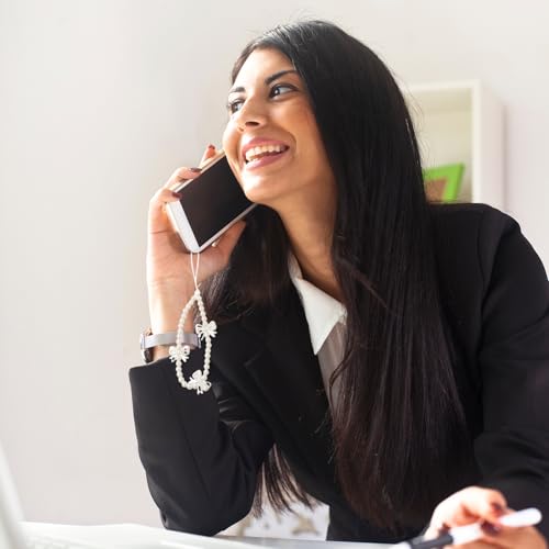 MUNSKT - Juego de 4 accesorios para teléfonos móviles, para mujer, diseño de perlas lindas, Perla - imagen 4