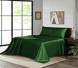 GOLAL Satin Sheets Queen Size - 4 Pieces Luxury Silky Soft Bed Sheets, Wrinkle-Free Dark Green Satin...