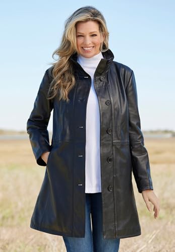 Woman Within Plus Size Leather Swing Coat3