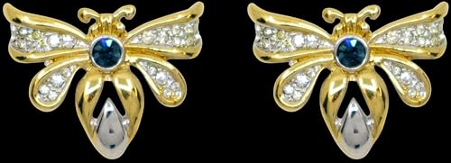 Image of Set of 2 Brooch Lapel Pins With Rhinestones