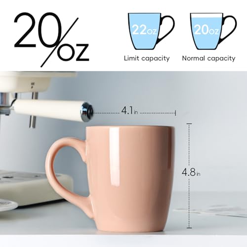 Mug de cerámica rosa 20 oz con asa grande miniatura 2