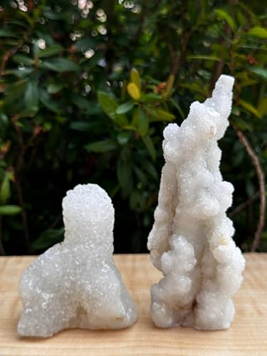 Image of GAF TREASURES Chalcedony & Crystal Quartz Stalactite 3-8 inch, Natural Quartz on Chalcedony Stalactite Specimen (0.5-0.75 lb)