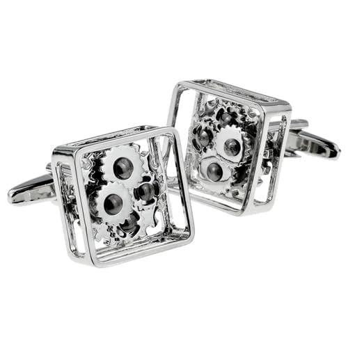 Gemelos Engranajes Steampunk de Plata miniatura 3