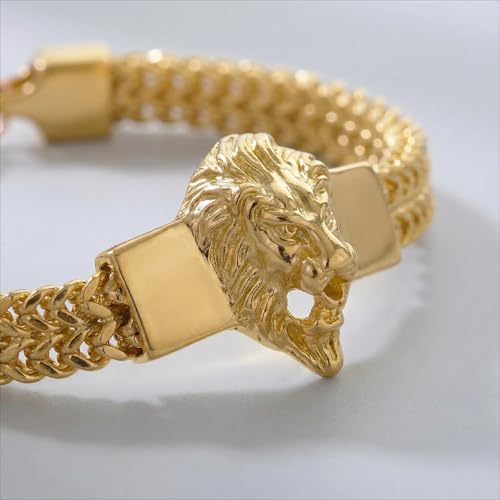 Pulsera de acero inoxidable cabeza de león para hombre miniatura 5