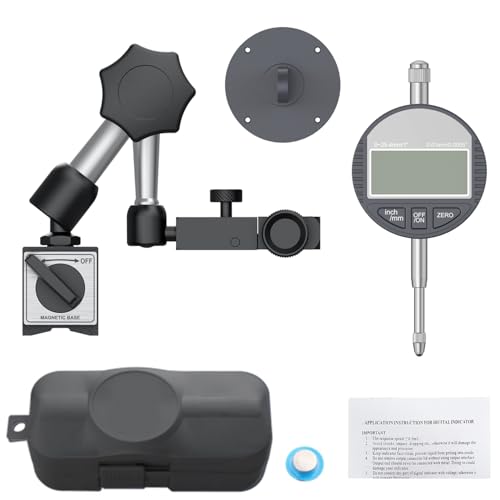 Image of HDLNKAK Digital Dial Indicator Gauge with Magnetic Base Stand 90lbs /40kg Tensile Force, Indicator Holder for 0-1 inch /25.4mm, 0.01mm /0.0005 inch Inch /Metric Conversion