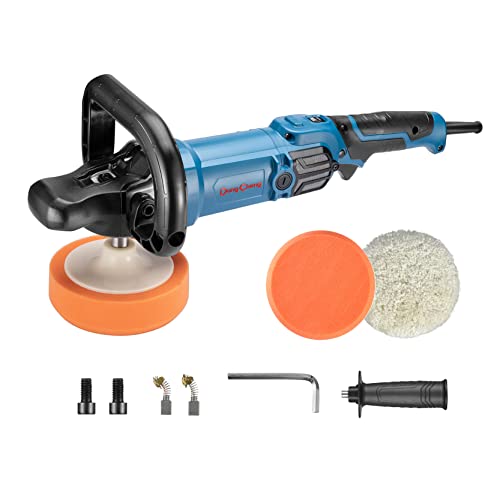 DongCheng Buffer Polisher, 1250W Car Buffer with 600-3500 RPM. 7 Inch Mini Polisher with 8 Variable Speed, Detachable D-shape Handle, Car Buffer Waxer for Car/Boats Detailing and Waxing