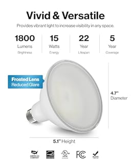 Sunco 6 Pack Outdoor Flood Light Bulbs, PAR38 LED Flood Lights Waterproof, 1800 LM, 15W (150W Equivalent), 5000K Daylight, Dimmable, E26 Base, Wet Rated UL.