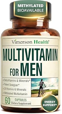 Multivitamin for Men with Methylated Vitamins and Chelated Minerals for Energy, Focus and Immune Health – Premium Daily Mens Multivitamins & Multiminerals – 60 Capsules