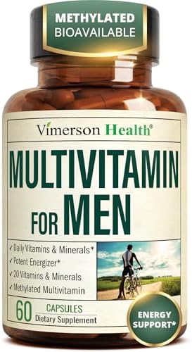 Multivitamin for Men with Methylated Vitamins and Chelated Minerals for Energy, Focus and Immune Health – Premium Daily Mens Multivitamins & Multiminerals – 60 Capsules