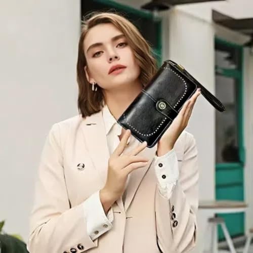 covimy Large Capacity Leather Wallets for Women，Credit Card Holder with RFID Wristlet Clutch purses for Woman2