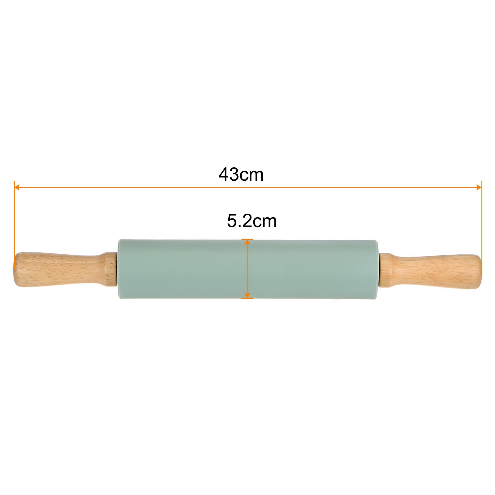 QUARKZMAN Silicone Mattarello per Pasticceria 12 Legno Manico Antiaderente Mattarello Piccolo Rullo Pasta Mattarello per Impasto Pizza Pasticceria Cucina Fondente Chiaro Verde