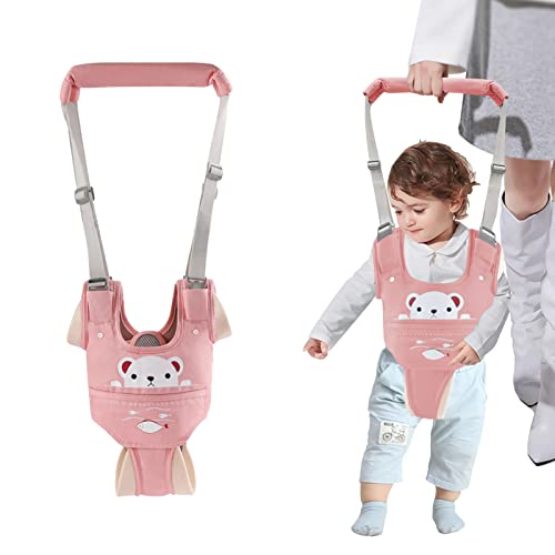 Image of Huifen Baby Walking Harness, Handheld Kids Walker Helper with Detachable Crotch Adjustable Walker Harness Assistant Belt Baby Learning Walk Toddler Infant Walker 9-24 Months (Pink)