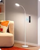 EDISHINE Gooseneck Floor Lamp, 1300LM LED Floor Lamps for Living Room, 4CCT Color Temperature Dimmable Standing Lamp, Remote & Touch Control, 30/60Min Timer Reading Light for Bedroom Office White