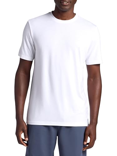 Gaiam Men’s Stretch Tech T-Shirt, Standard Fit, Stretch Midweight Performance Material, Stark White, Large