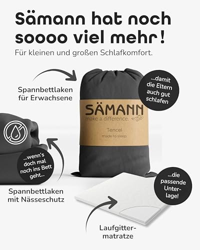 Sämann Jersey Spannbettlaken Spannbetttuch für Laufgitter 100x100 cm, Baumwolle Natur