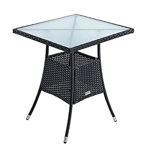 ESTEXO Polyrattan Gartentisch Beistelltisch Rattan Tisch Balkontisch Gartenmöbel Terrassentisch 60x60 cm (Schwarz)