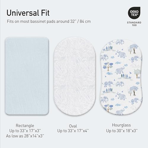 Image of Gllquen Baby Muslin Bassinet Sheets 3pk, Soft Cotton Baby Sheet 33x17 | Breathable Cozy Bassinet Mattress Sheet, Compatible with Halo Bassinest Swivel Sleeper, Snoo, Baby Delight, For Boys Girls