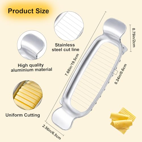 Butter Slicer Cutter & Cheese Cutter–Multi-Use Kitchen Tool for Evenly Slicing Butter Blocks, Cheeses, Eggs & Soft Fruits–Non-Stick,Compact & Portable for Home, BBQ, Camping(1 PACK)