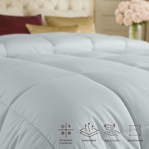 Image of Utopia Bedding Comforters California King Size, All Season Duvet Insert, Down Alternative Box Stitched Bed Comforter with Corner Tabs, Machine Washable (Light Grey)