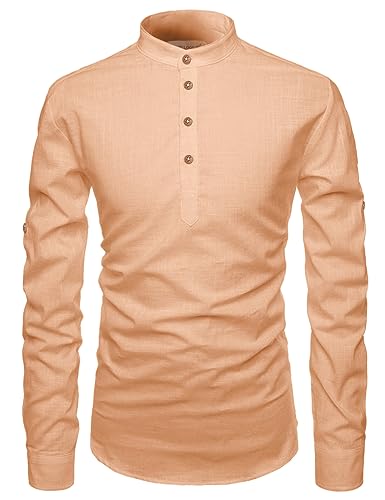 Image of Vida Loca Full Sleeve Mandarin Collor Cotton Casual Slim Fit Shirt for Men's