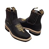 Dona Michi Men Genuine Leather Square Toe Short Ankle Boots Handcrafted Moca 8.5