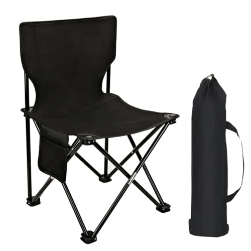 Ultralight Folding Camping Chair, Outdoor Backpacking Chair for Fishing, Hiking, Picnic, Camping, Travel, Beach, Fishing, Lawn, Concert, Foldable Camping Chair, 17.3”x12.2”x3.9” (Black)