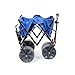 MacSports All Terrain Beach Wagon with Side Table|Heavy Duty Collapsible Folding Cart with Large Wheels for Beach Day, Picnic, Camping,Outdoor Activities | Blue/Black