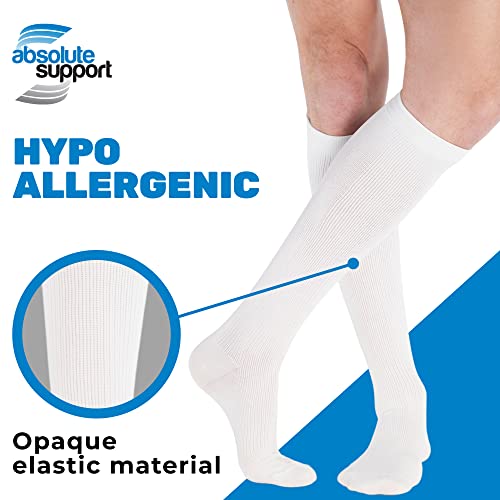 Absolute Support Made In Usa - Cotton Compression Socks For Women And Men 20-30Mmhg - Opaque Compression Stockings For Running, Hiking, Travel, Flight, Nurses, Airplane - White, Large #TOP3