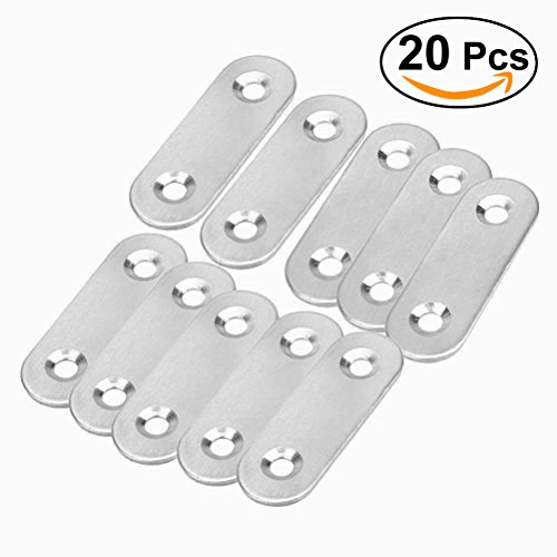 BESTOMZ 20pcs Pattes d'assemblage Équerres Plaquées Réparation Support Fixation Meubles Acier Inoxydable 37 x 16 x 1.5 mm