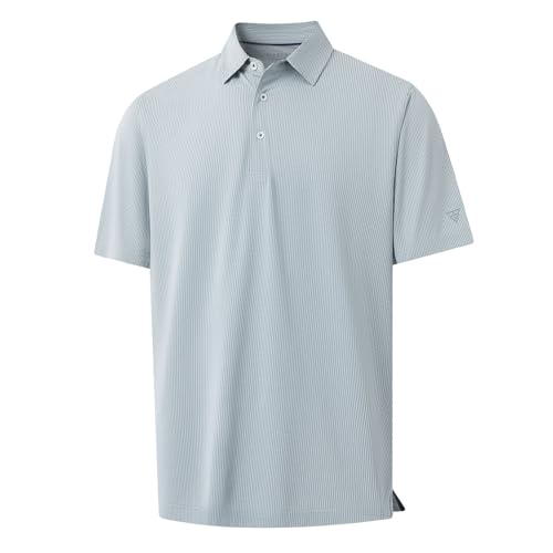 M MAELREG Mens Polo Shirts Short Sleeve Performance Dry Fit Jacquard Casual Sports Tennis Golf Shirts for Men Light Grey/Black