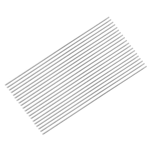 MECCANIXITY 20Pcs 2mm x 300mm 304 Stainless Steel Rods, Round Metal Solid Rod Lathe Bar Stock for Industry, DIY Craft, Car, Helicopter, Airplane