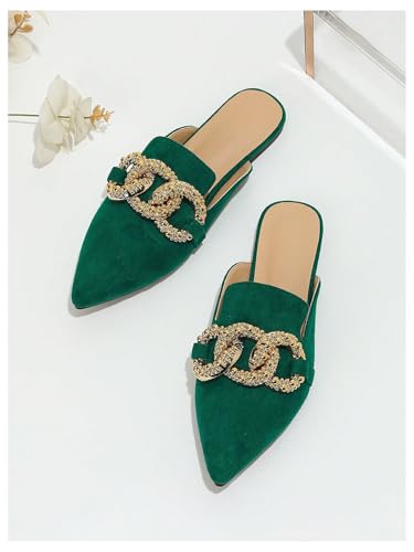 Verdusa Women's Metal Ring Point Toe Mule Shoes Slip on Suede Dressy Shoes4